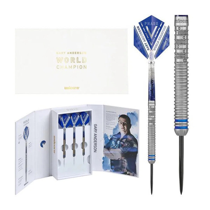 Unicorn Gary Anderson 90% Tungsten Phase 5 World Champion Steel Tip Darts 21 GRAM