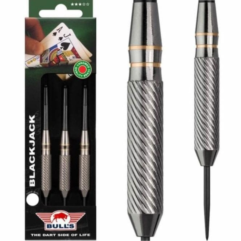 Bulls Black Jack Darts – Steel Tip Chromed Brass – Gold 20g