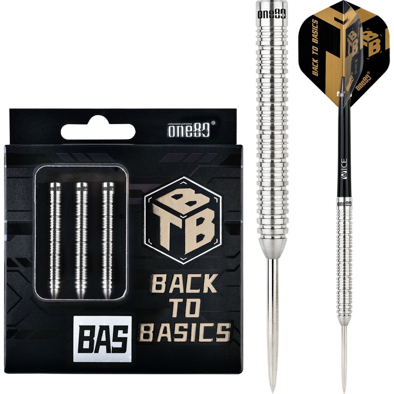 One80 Back To Basic Darts – Steel Tip – BAS – Natural – Ringed 22g
