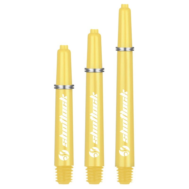 Shot Lock Dart Shafts – Durable Nylon Stems – with Shot Lock Rings – Yellow Short