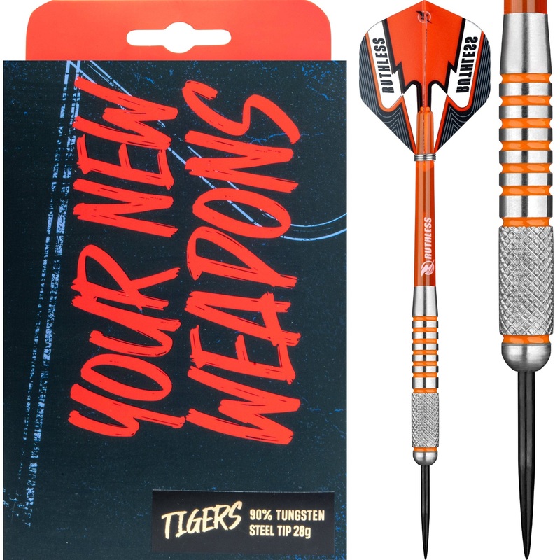 Ruthless Tigers Darts – 90% Steel Tip Tungsten – Front Knurl – 28g 28g