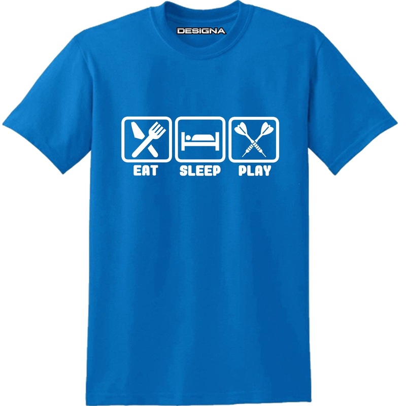 T Shirt – Humour Dart T-Shirt – Blue – Eat Sleep Play Darts 2XL