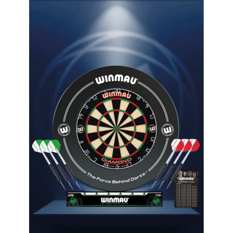 Winmau Diamond Plus Surround Set Black Includes Diamond Plus Dartboard Printed Winmau Surround Precision Darts Oche Line Checkout Card