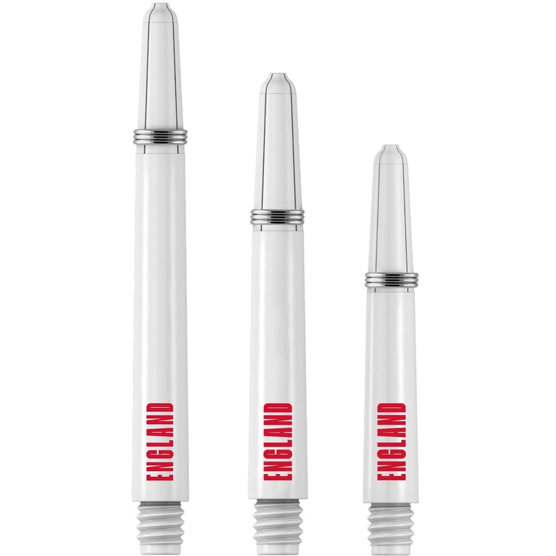 England Football Nylon Shafts – Dart Stems with Springs – White – Medium Medium