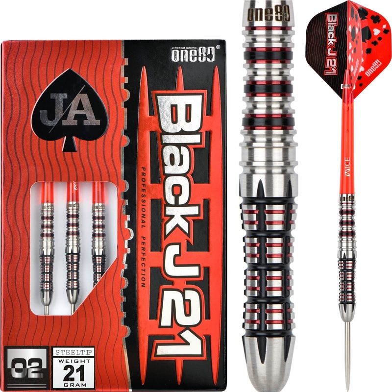 One80 – Black J21 02 Darts – Steel Tip – 90% Tungsten – 21g 23g 25g 21 grams