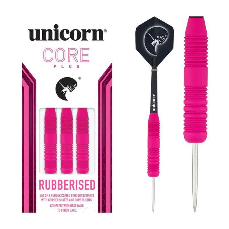 Unicorn Core Plus Rubberised Pink Steel Tip Darts 22 GRAM