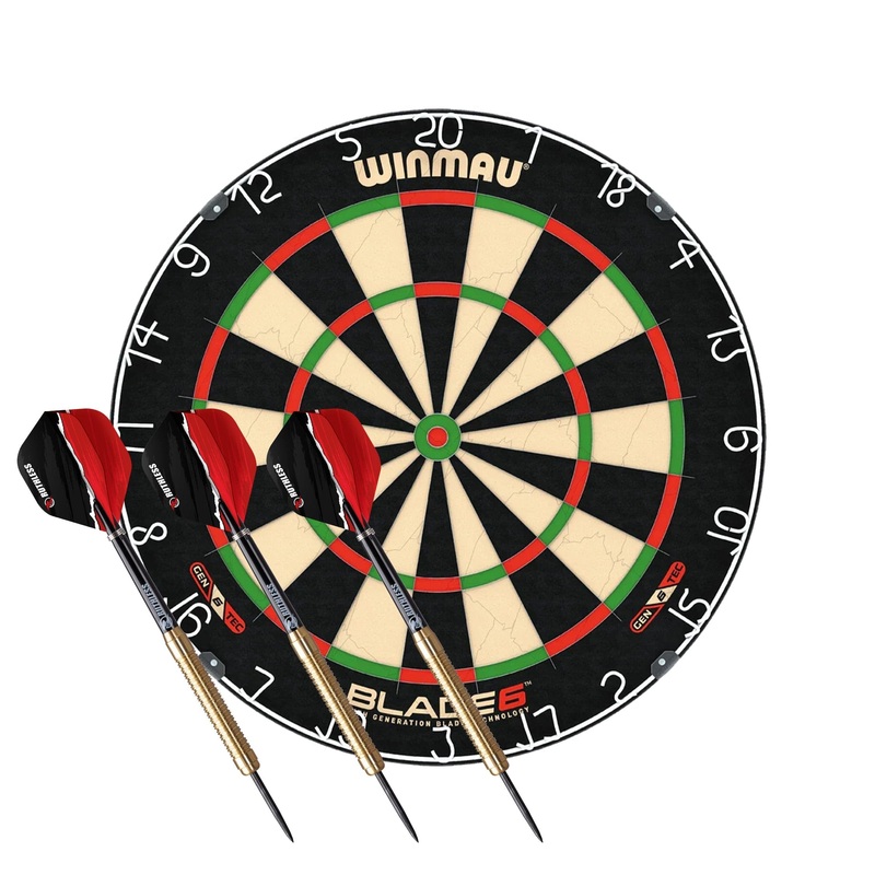 Winmau Blade 6 Dartboard with Darts Set – Professional – with Rota Lock System